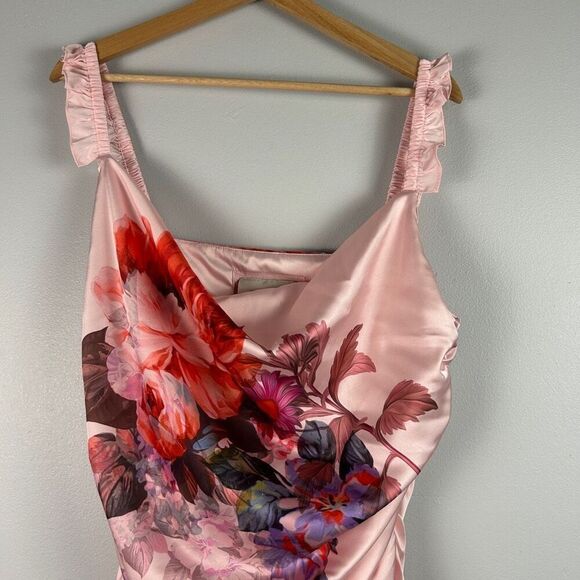 BHLDN Callie Sleeveless Ruched Floral Charmeuse Midi Dress - Picture 8 of 13